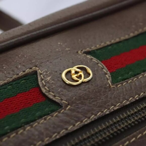 GUCCI GG Supreme Web Sherry Line Shoulder Bag PVC Beige - Picture 8 of 16